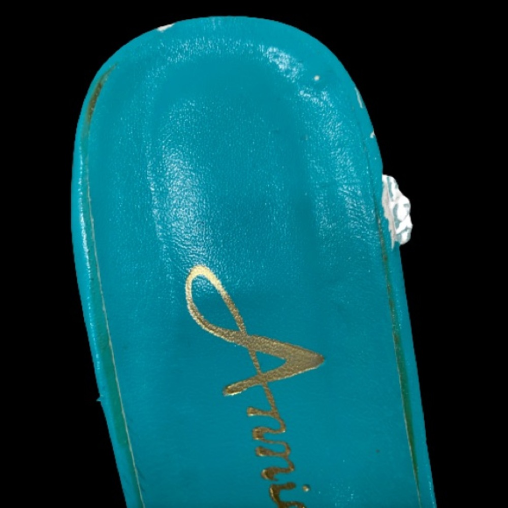 Annie Slides Lucite Block Heel Embroidered Vamp - image 3